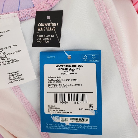 DSG Girls Medium Momentum High Rise Legging Bend It Pink Multi Color Activewear - Picture 6 of 9